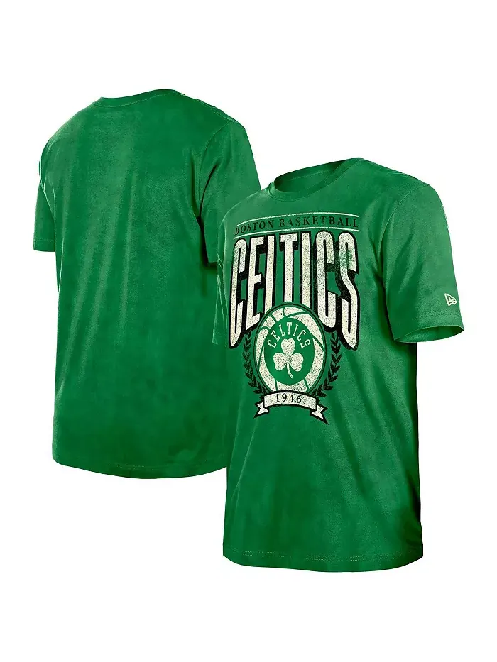 Мужская футболка Kelly Green Boston Celtics Throwback Vintage Boxy Mineral Wash New Era