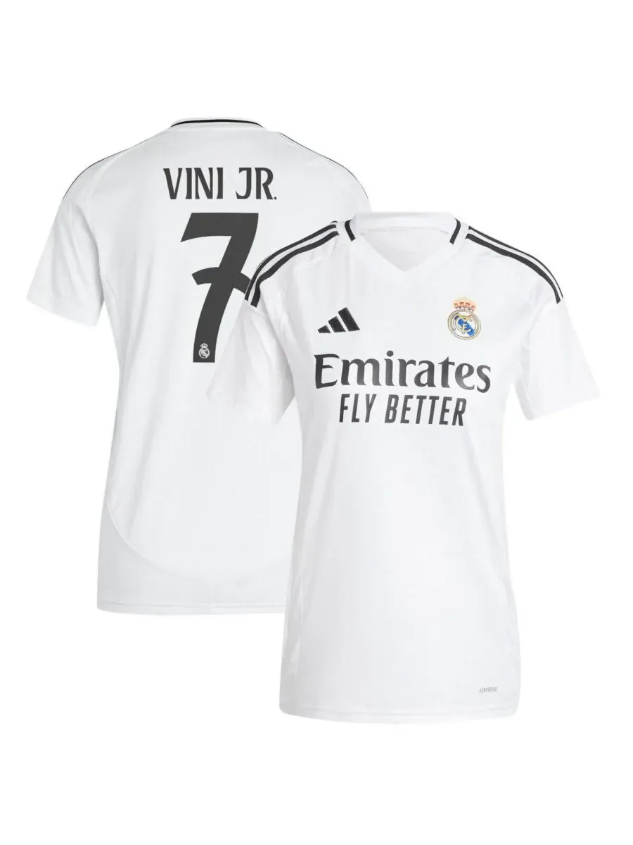Adidas Женская белая домашняя реплика игровой футболки Vini Jr. Real Madrid сезона 2024/25 "Реал