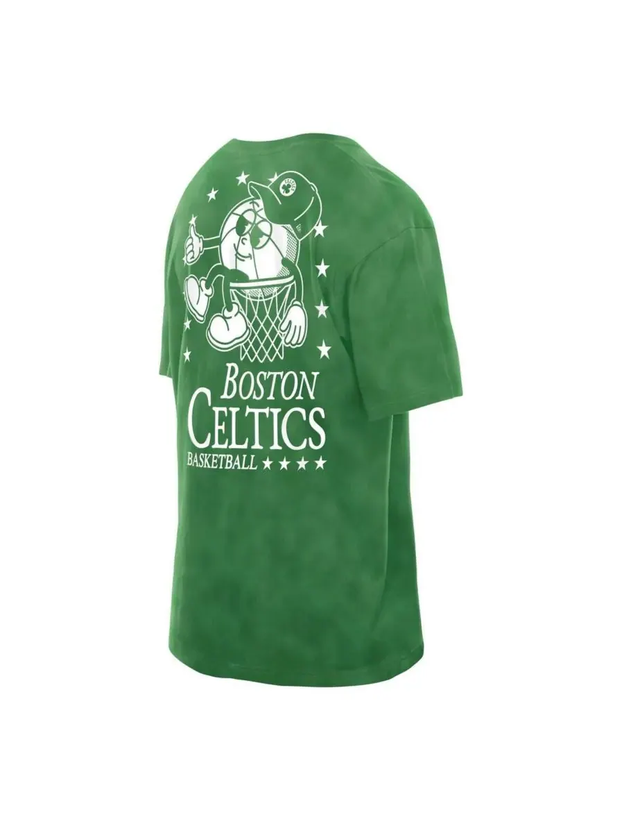 New Era Мужская футболка оверсайз цвета "келли-зеленый" с символикой Boston Celtics в стиле — изображение 2 из 3