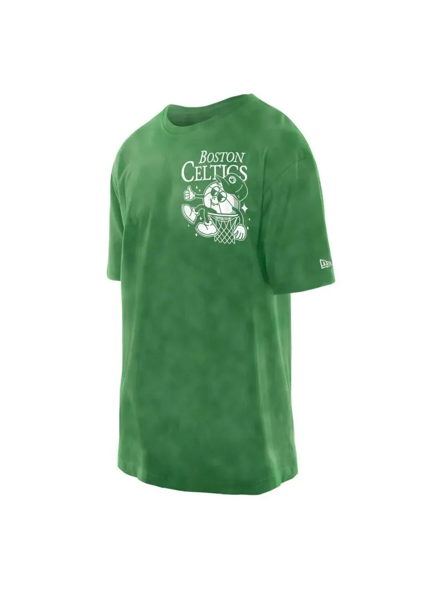New Era Мужская футболка оверсайз цвета "келли-зеленый" с символикой Boston Celtics в стиле — изображение 3 из 3