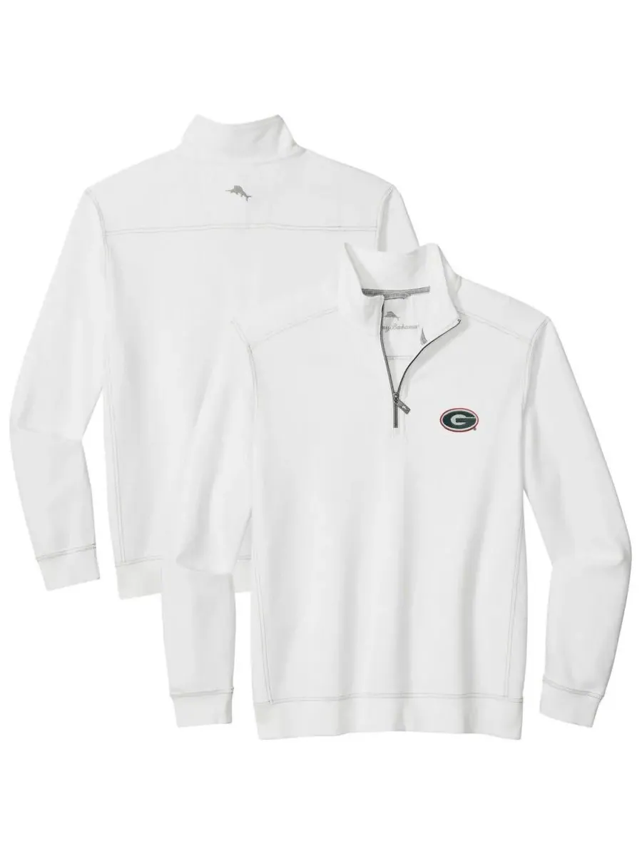 Tommy Bahama Мужская белая куртка с половинной молнией Georgia Bulldogs Montego Bay
