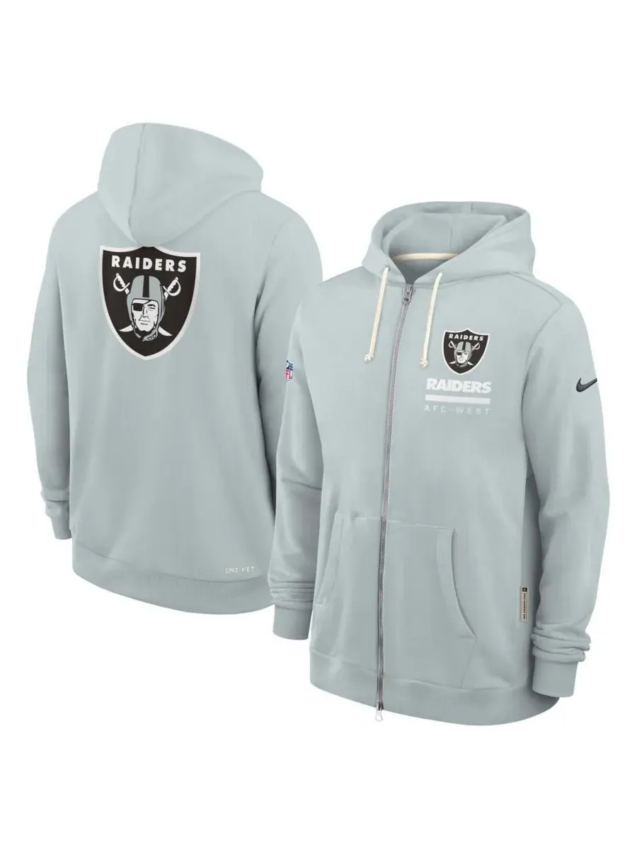 Nike Мужская серебристая толстовка на молнии с символикой команды Las Vegas Raiders Sideline