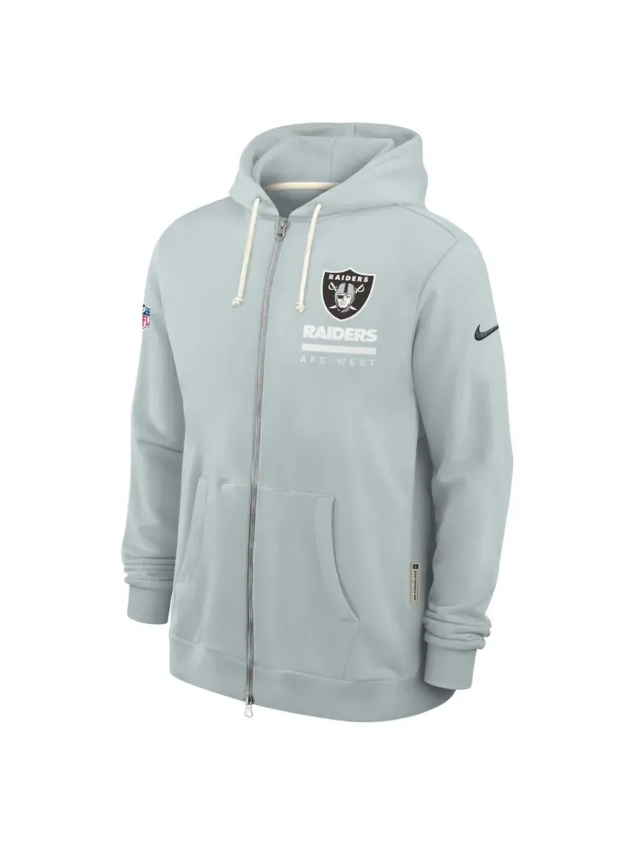 Nike Мужская серебристая толстовка на молнии с символикой команды Las Vegas Raiders Sideline — изображение 2 из 2, серебряный