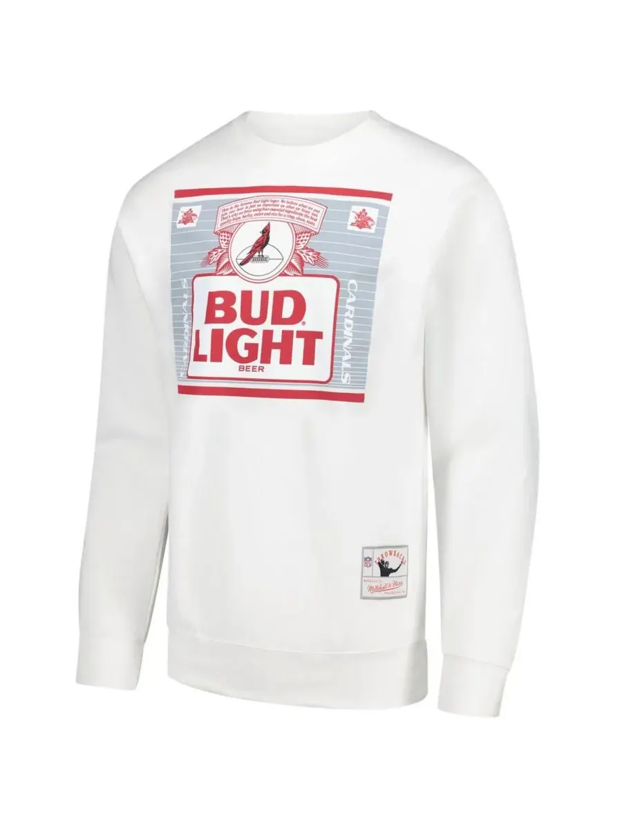 Mitchell & Ness Мужская толстовка Bud Light White Arizona Cardinals The Crest Pullover Sweatshirt — изображение 2 из 3, белый