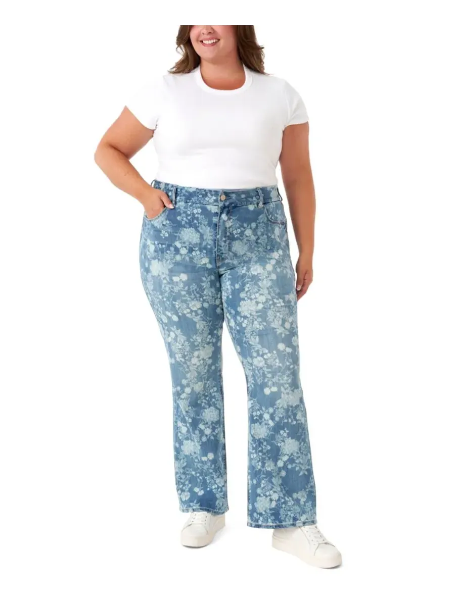 Джинсы-клеш без живота больших размеров Seven7, Pathway Floral Print
