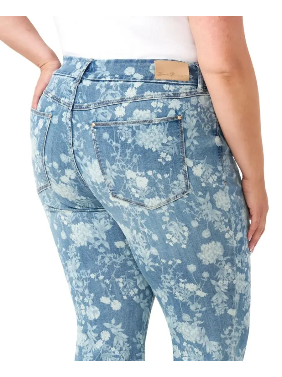 Джинсы-клеш без живота больших размеров Seven7, Pathway Floral Print — изображение 3 из 4