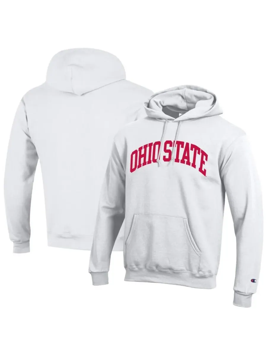 Champion Мужская белая флисовая толстовка с капюшоном в стиле Ohio State Buckeyes Basic Arch