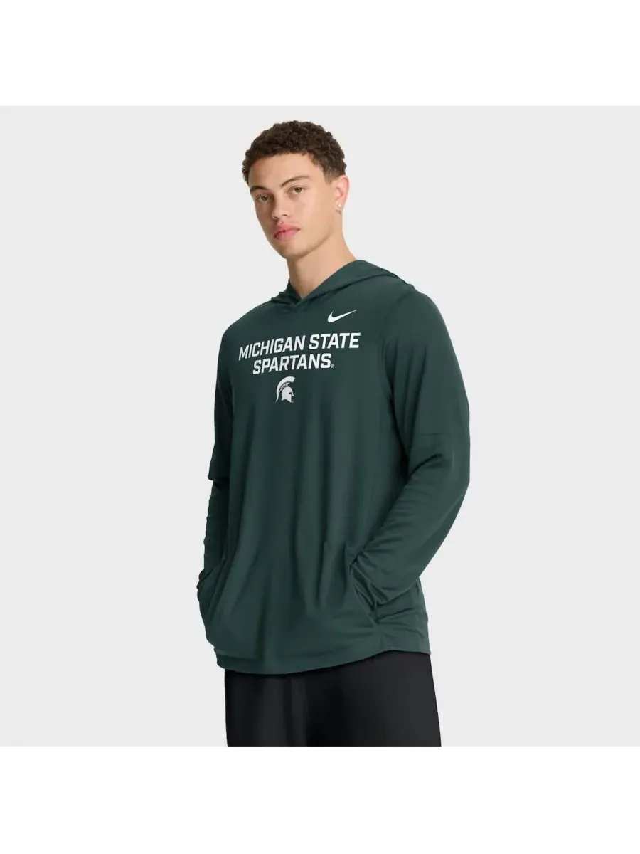 Nike Мужская зеленая толстовка с длинными рукавами Michigan State Spartans 2025 Sideline Performance