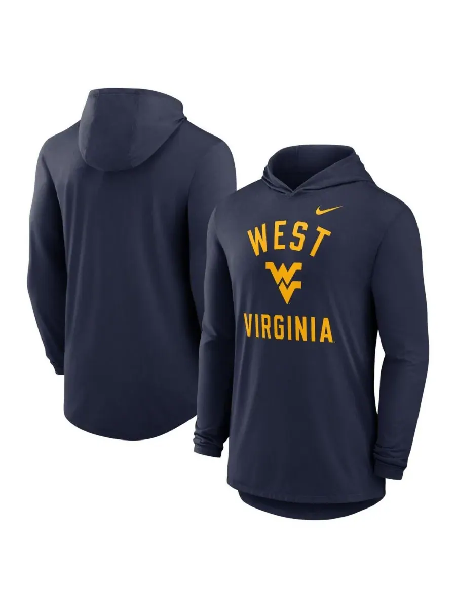 Nike Мужская темно-синяя толстовка с длинными рукавами West Virginia Mountaineers Classic Arch