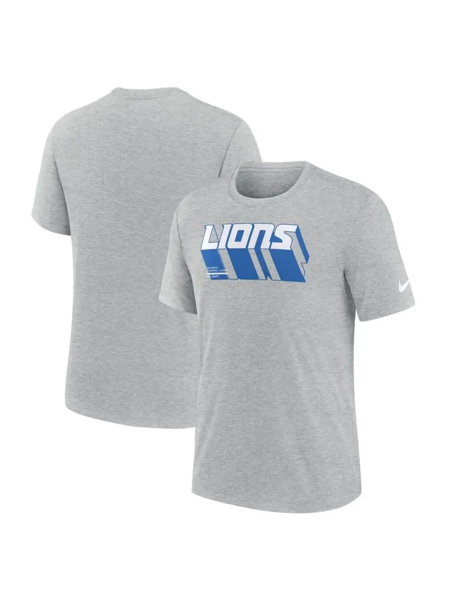 Nike Мужская футболка Detroit Lions Long Pass Tri-Blend серого цвета
