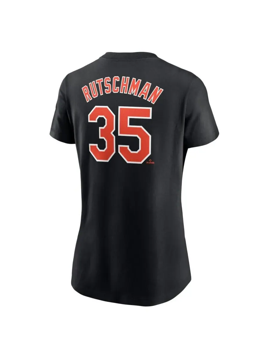 Nike Женская футболка Adley Rutschman Black Baltimore Orioles с номером и флажком — изображение 3 из 3, черный