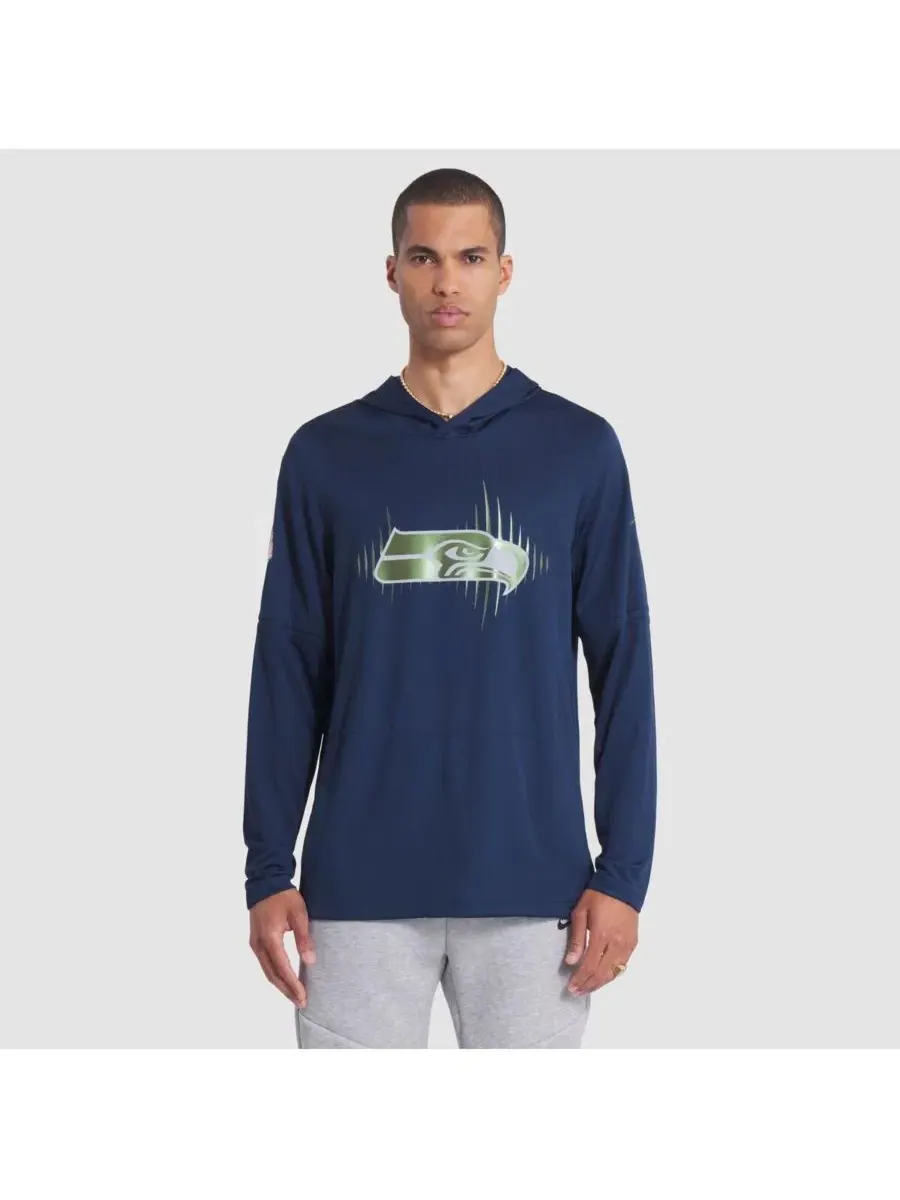 Мужская футболка с длинным рукавом и капюшоном College Navy Seattle Seahawks 2025 Rivalries