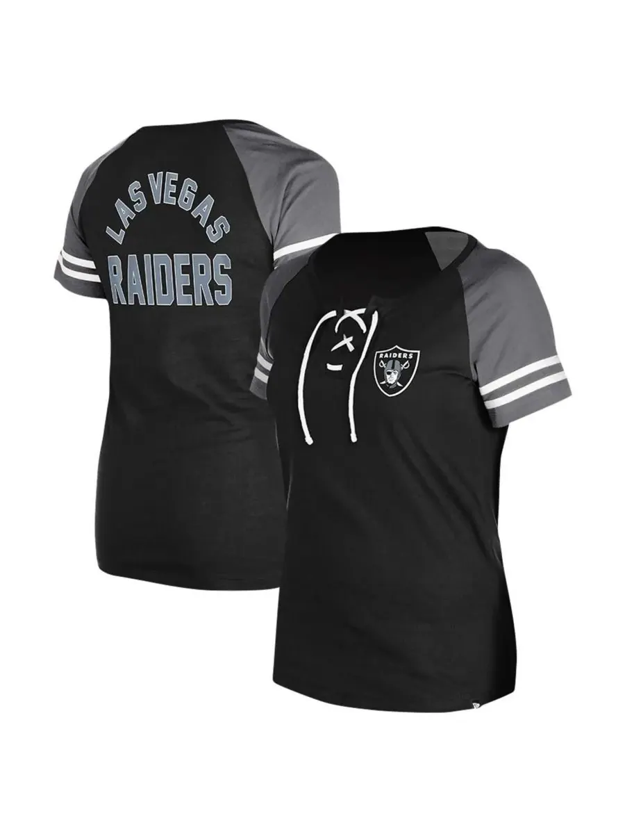 New Era Женская черная футболка-реглан с завязками с символикой команды Las Vegas Raiders