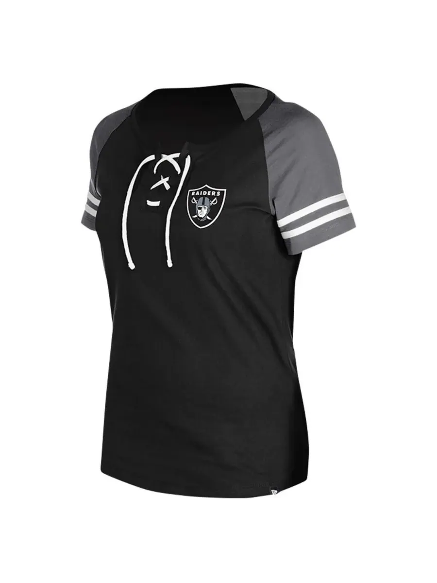 New Era Женская черная футболка-реглан с завязками с символикой команды Las Vegas Raiders — изображение 2 из 3, черный