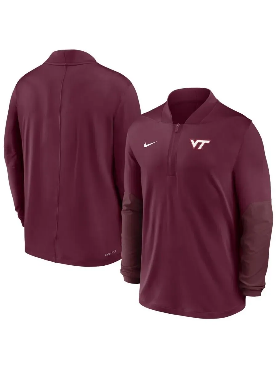 Nike Мужская бордовая толстовка Virginia Tech Hokies Dri-FIT с застежкой-молнией до середины груди