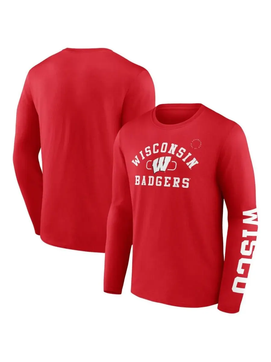 Fanatics Мужская красная футболка с длинным рукавом Wisconsin Badgers Modern Arch 2-Hit