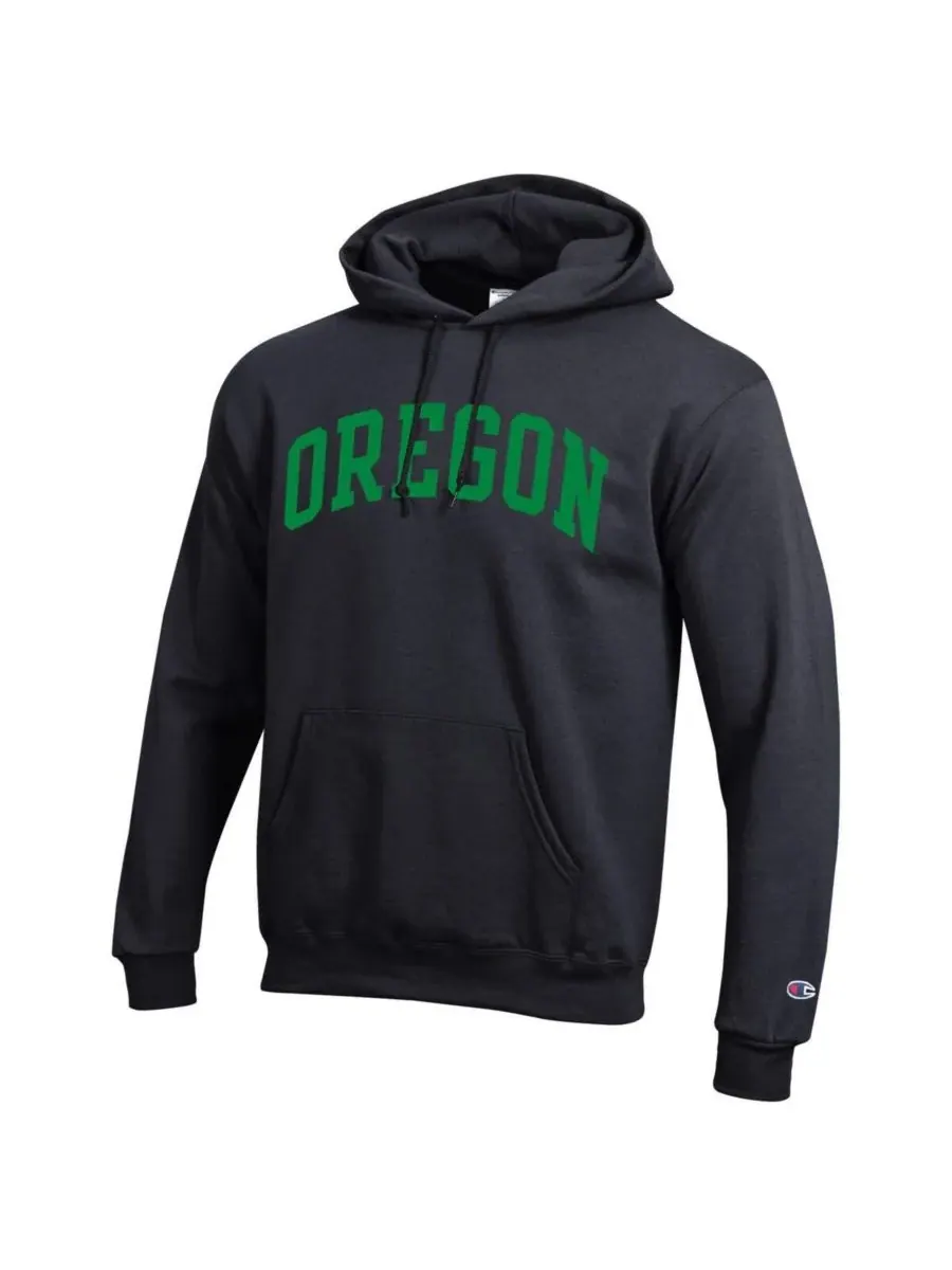 Champion Мужская черная флисовая толстовка с капюшоном Oregon Ducks Basic Arch — изображение 3 из 3, черный