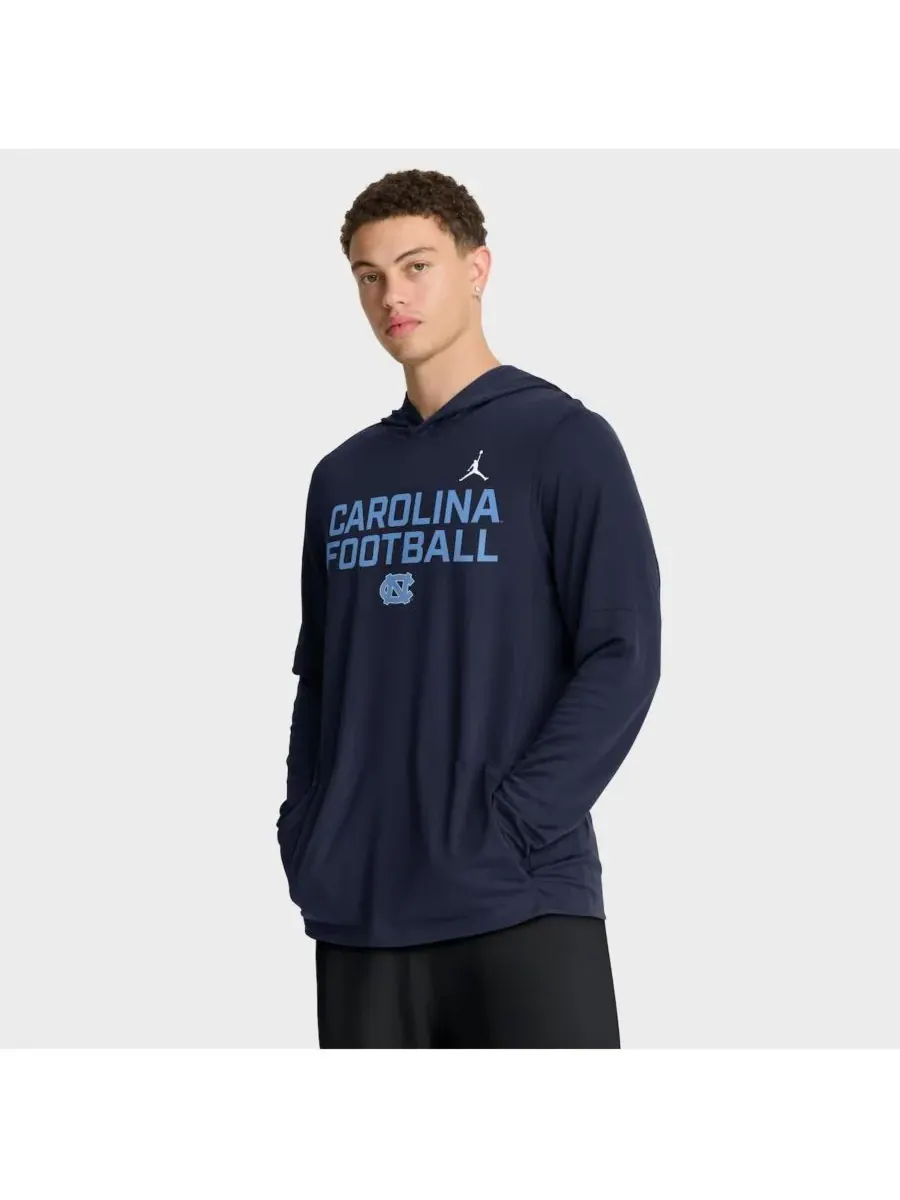 Jordan Мужская темно-синяя толстовка с длинными рукавами North Carolina Tar Heels 2025 Sideline