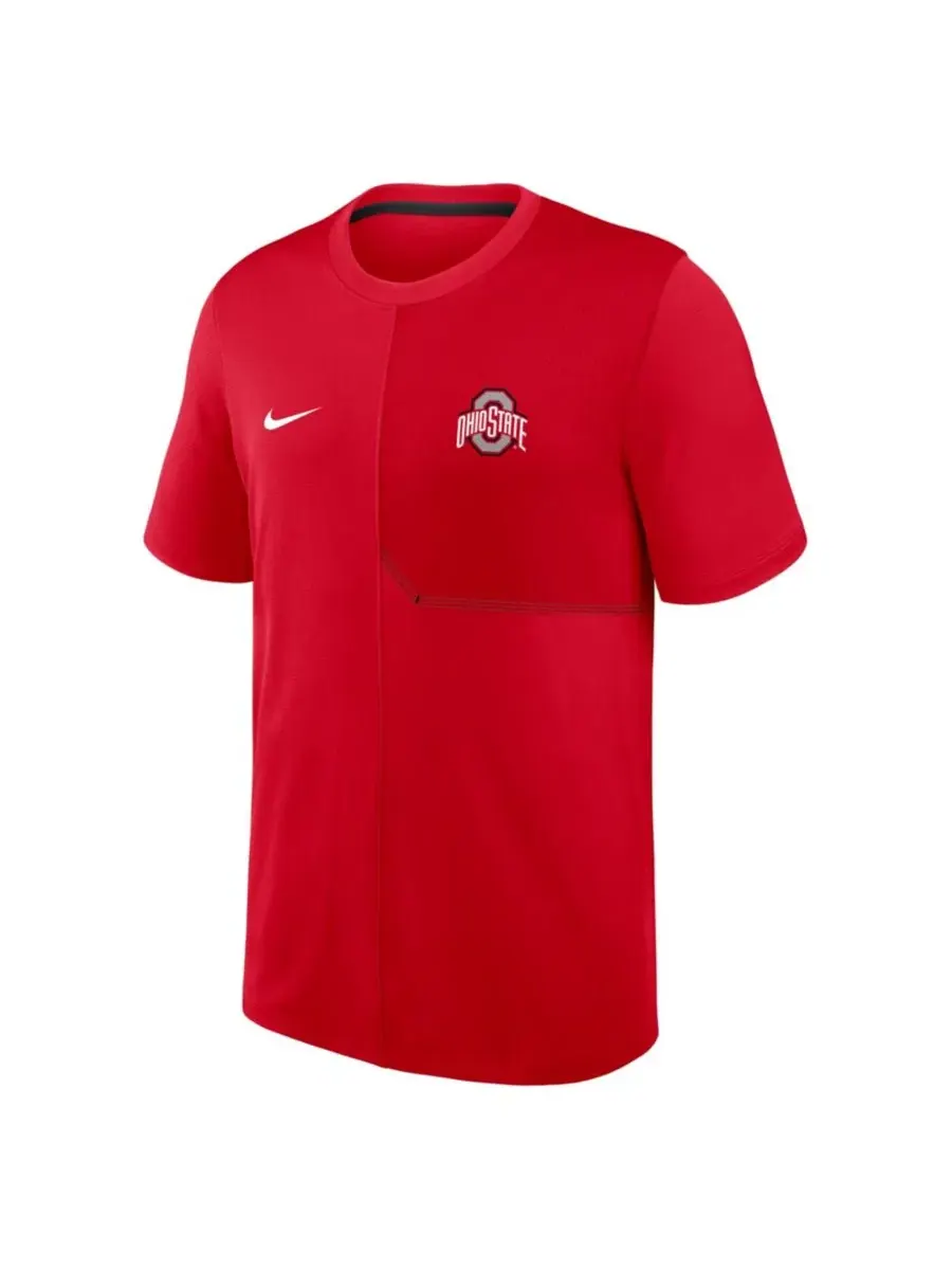Футболка с коротким рукавом Ohio State Buckeyes 2026 Sideline UV Dri-FIT Coaches Nike — изображение 2 из 3, алый