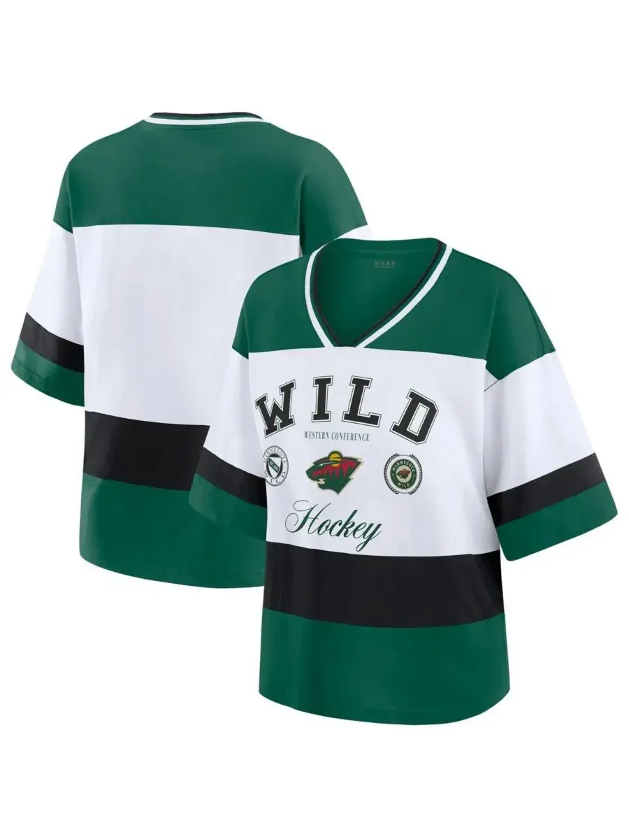 Футболка с V-образным вырезом и реглан-рукавами Minnesota Wild WEAR by Erin Andrews