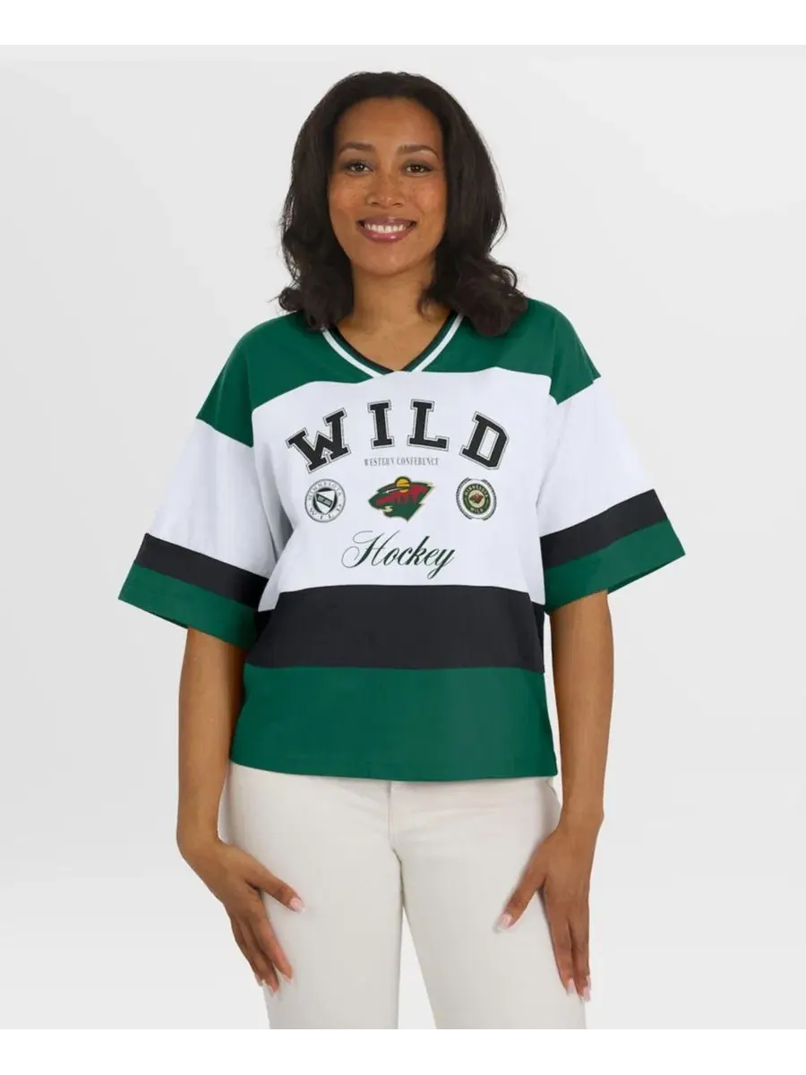 Футболка с V-образным вырезом и реглан-рукавами Minnesota Wild WEAR by Erin Andrews — изображение 5 из 7, зеленый белый