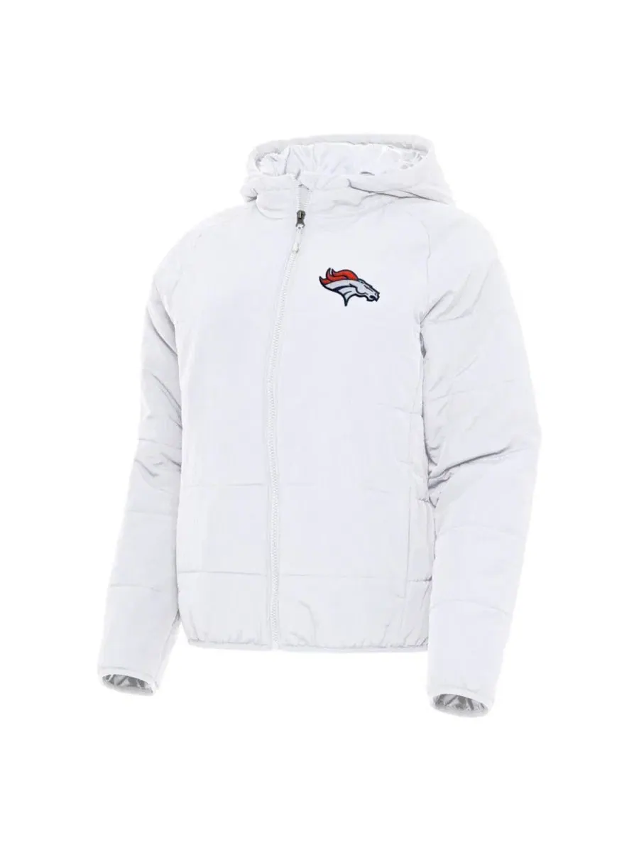 Женская куртка-худи с капюшоном и полной застежкой-молнией Universe Denver Broncos White Antigua