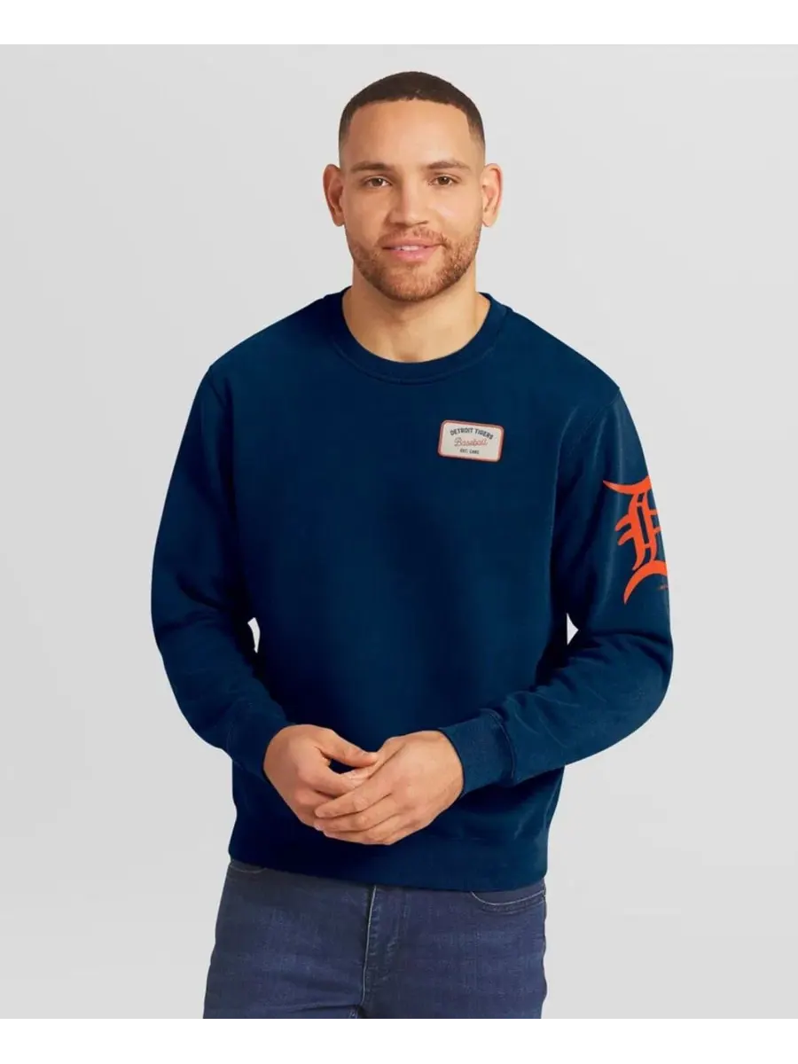 Свитшот с круглым вырезом Detroit Tigers, модель Washed Crew Neck Pullover Fanatics