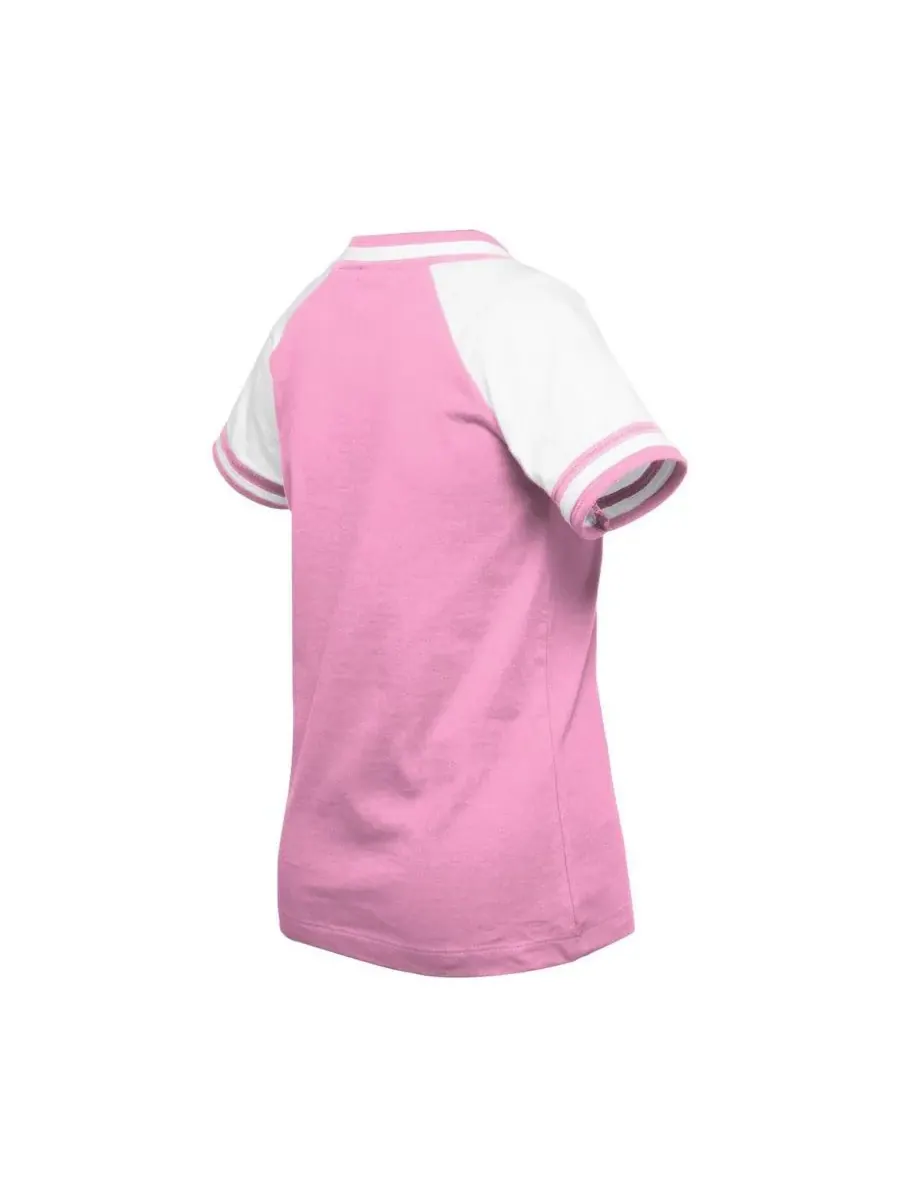 New Era Футболка-реглан с V-образным вырезом "Big Girls Pink Cleveland Guardians Mommy Me" — изображение 2 из 3, розовый