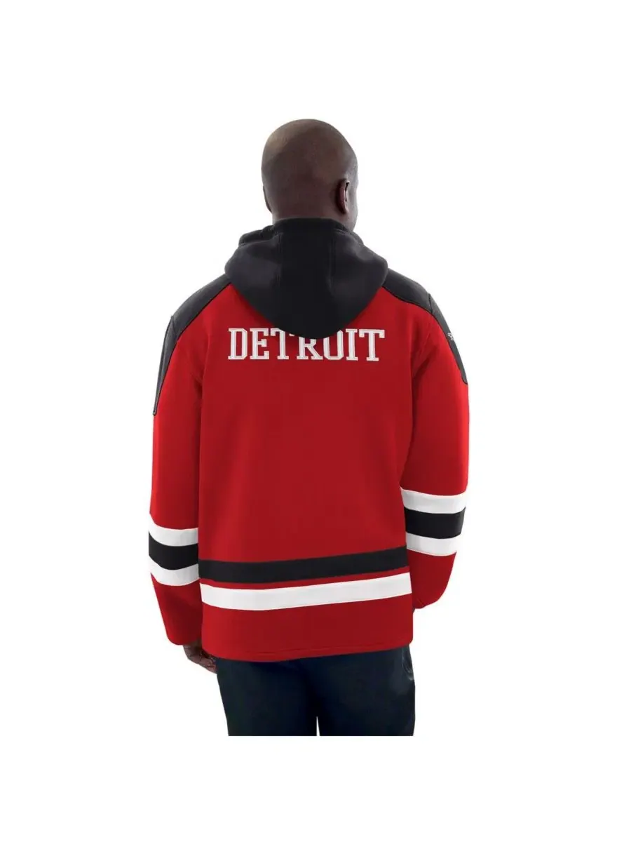 Худи с флисовой подкладкой с контрастными полосами Detroit Red Wings Hockey Pullover Hoodie Starter — изображение 2 из 2