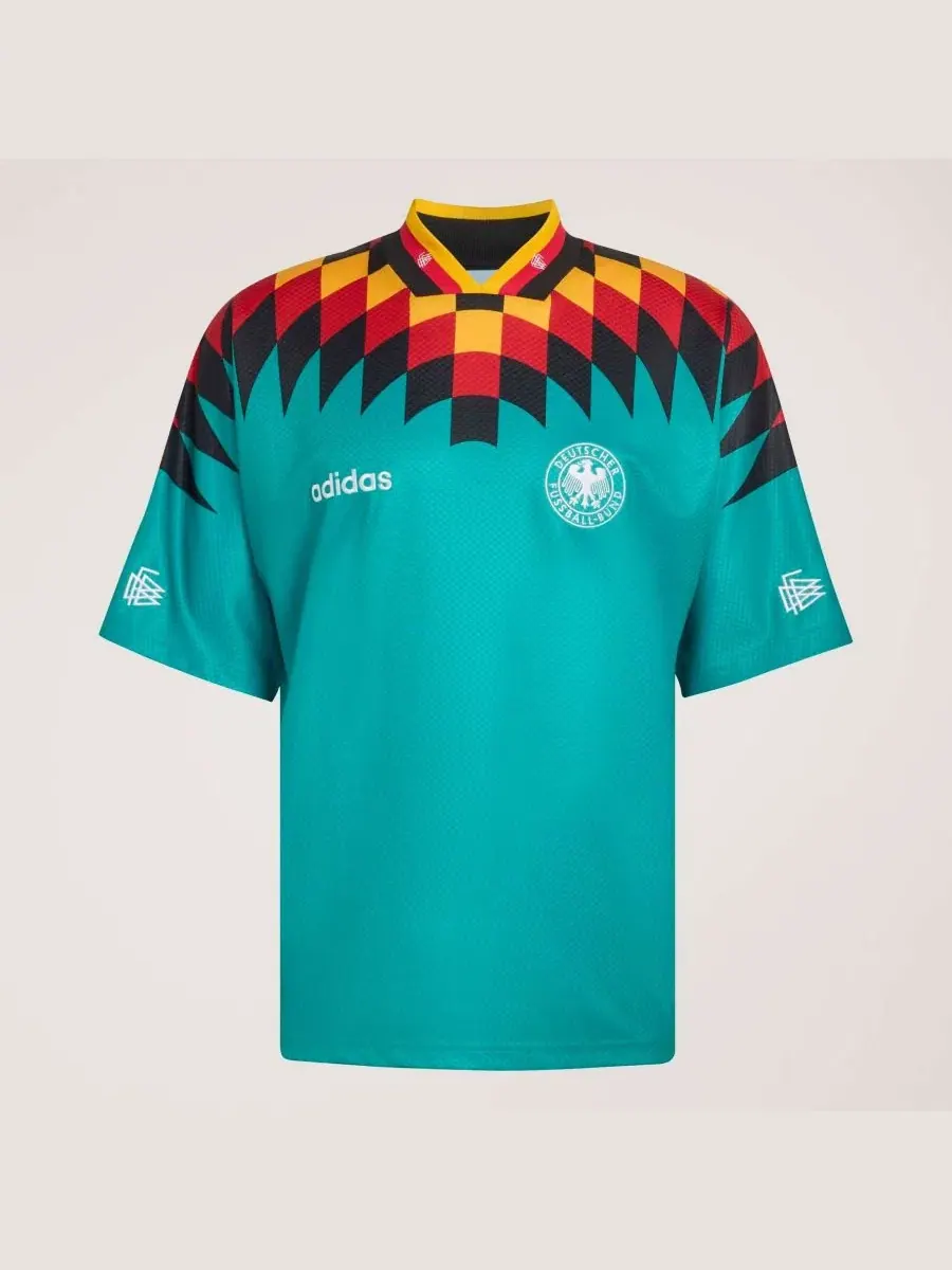 Футболка футбольная с принтом Germany National Team 1994 Away Bringback Jersey adidas — изображение 3 из 5, зеленый
