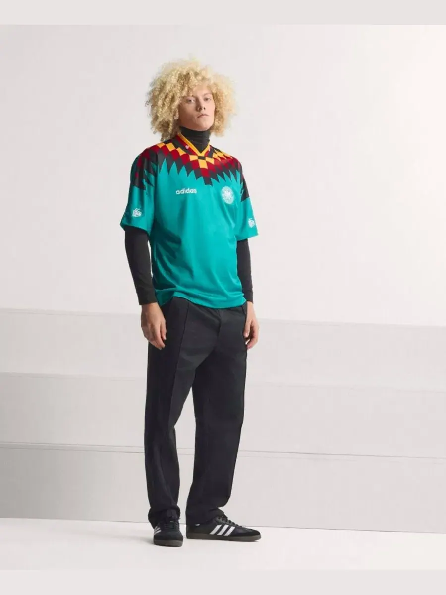 Футболка футбольная с принтом Germany National Team 1994 Away Bringback Jersey adidas — изображение 4 из 5, зеленый