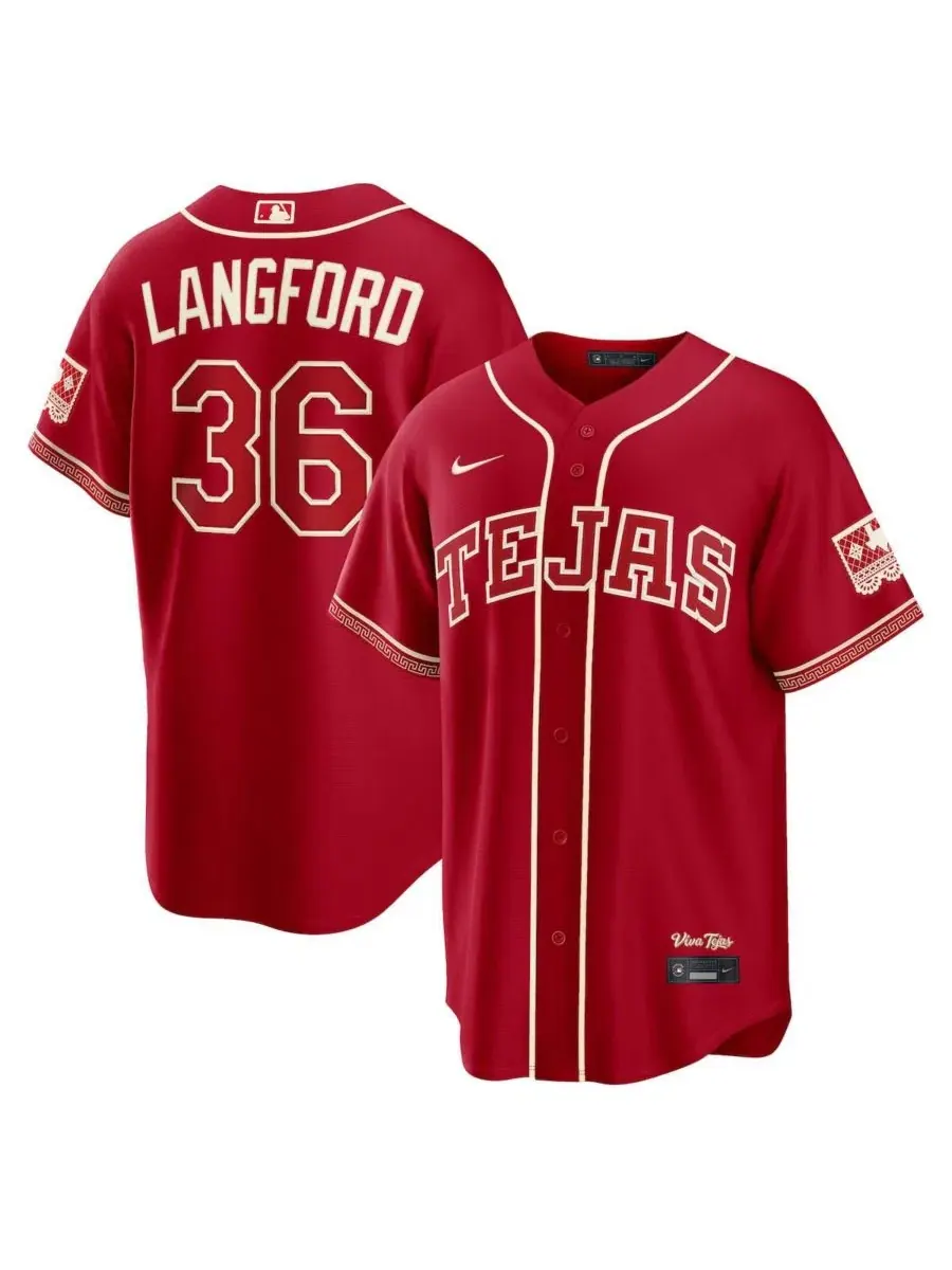 Джерси стадионное с коротким рукавом Wyatt Langford Red Texas Rangers 2026 City Connect Stadium Nike