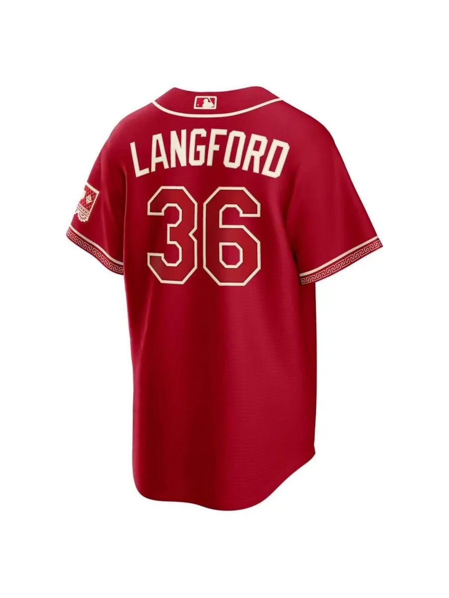 Джерси стадионное с коротким рукавом Wyatt Langford Red Texas Rangers 2026 City Connect Stadium Nike — изображение 3 из 7