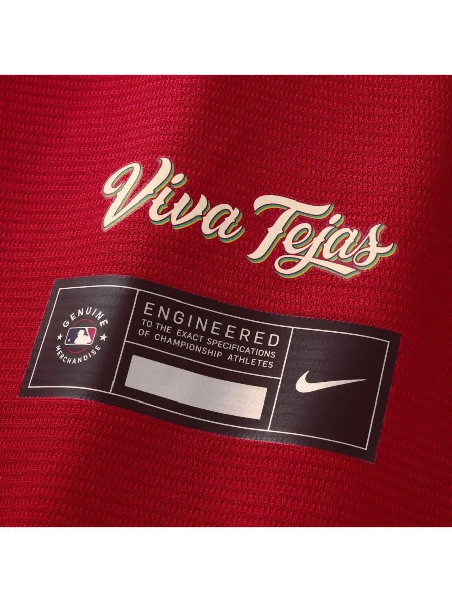 Джерси стадионное с коротким рукавом Wyatt Langford Red Texas Rangers 2026 City Connect Stadium Nike — изображение 5 из 7
