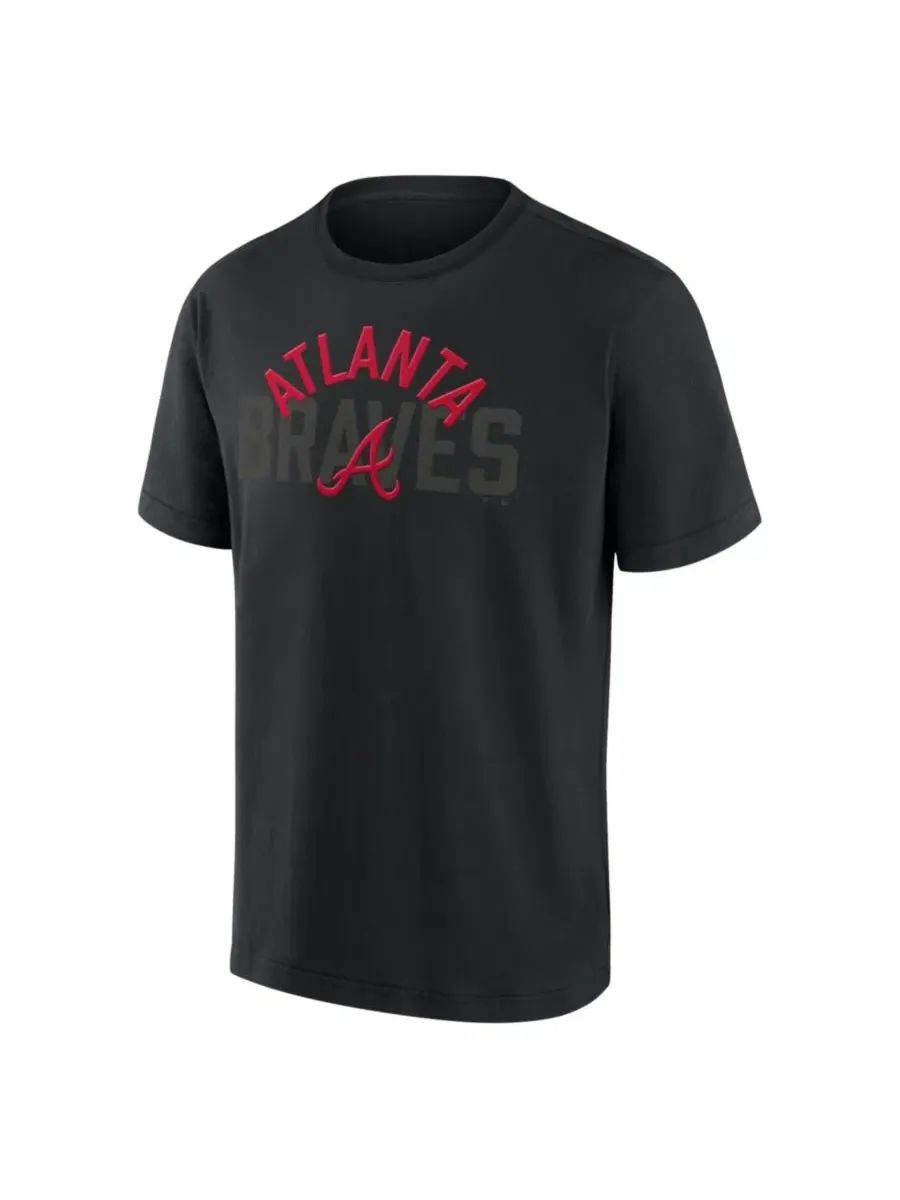 Футболка с длинным рукавом Atlanta Braves Black Out Fanatics — изображение 2 из 3, черный