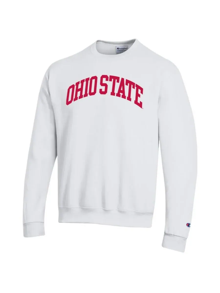 Champion Мужская белая флисовая толстовка с принтом «Ohio State Buckeyes Basic Arch» — изображение 3 из 3, белый