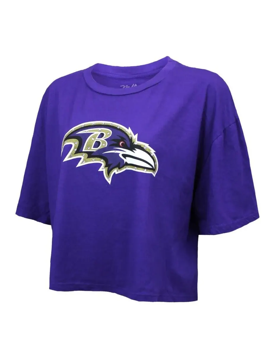 Majestic Threads Женская футболка Lamar Jackson фиолетового цвета с кристаллами Swarovski — изображение 2 из 3, фиолетовый