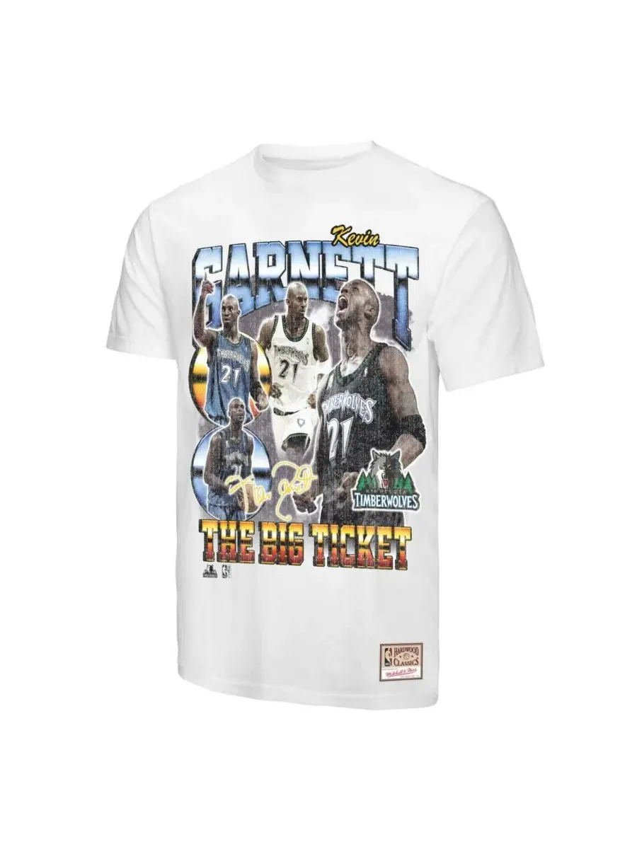 Mitchell & Ness Мужская белая футболка с изображением Кевина Гарнетта, посвященная команде — изображение 2 из 3, белый