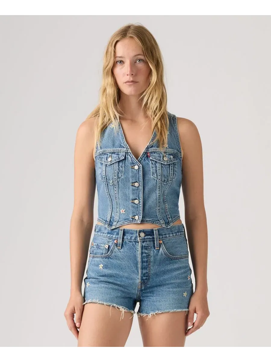 Жилет-безрукавка из хлопка с V-образным вырезом, Embroidered Mainline Levi's, Bee In The Bonnet Vest