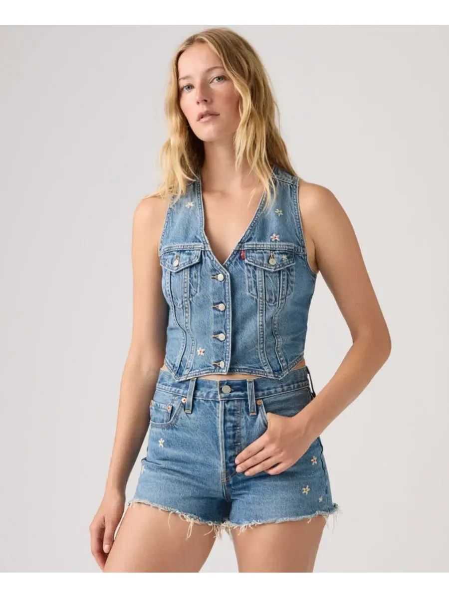 Жилет-безрукавка из хлопка с V-образным вырезом, Embroidered Mainline Levi's, Bee In The Bonnet Vest — изображение 2 из 4