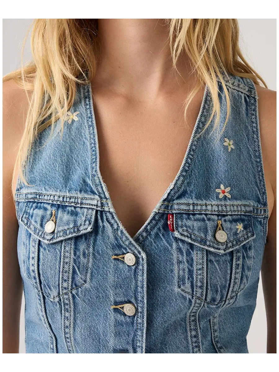 Жилет-безрукавка из хлопка с V-образным вырезом, Embroidered Mainline Levi's, Bee In The Bonnet Vest — изображение 3 из 4