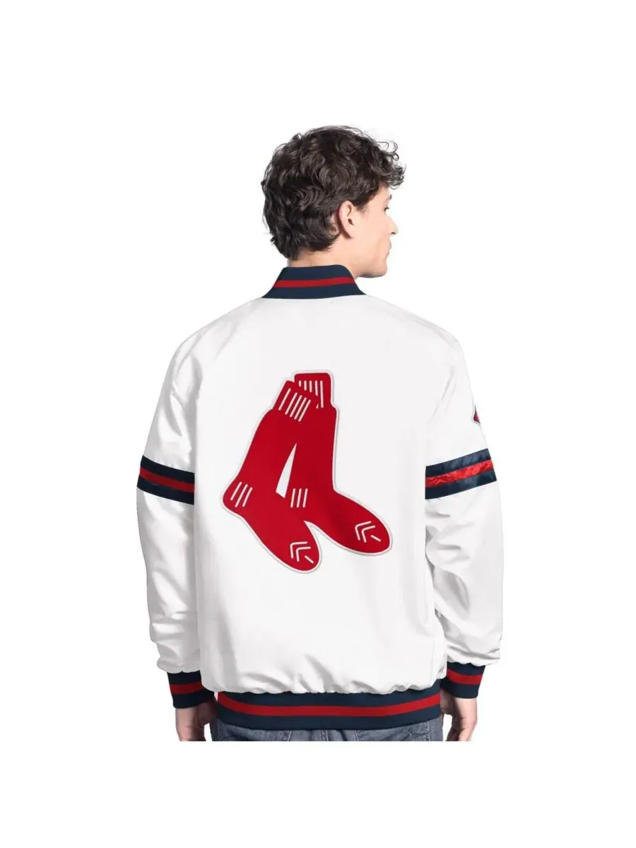 Мужская белая куртка Boston Red Sox Cooperstown Scout с застежкой на кнопках Starter — изображение 2 из 2, белый темно-синий
