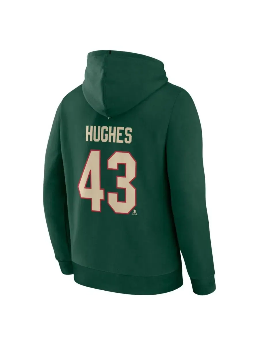 Мужская толстовка Quinn Hughes Green Minnesota Wild Authentic Stack с именем и номером Fanatics — изображение 3 из 3, зеленый