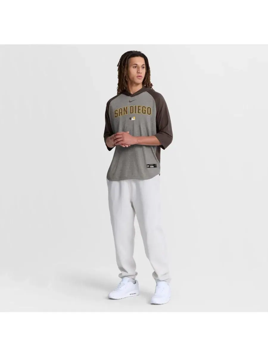Мужская серая толстовка San Diego Padres Authentic Collection Flux Dri-FIT с рукавами реглан 3/4 — изображение 3 из 4, серый