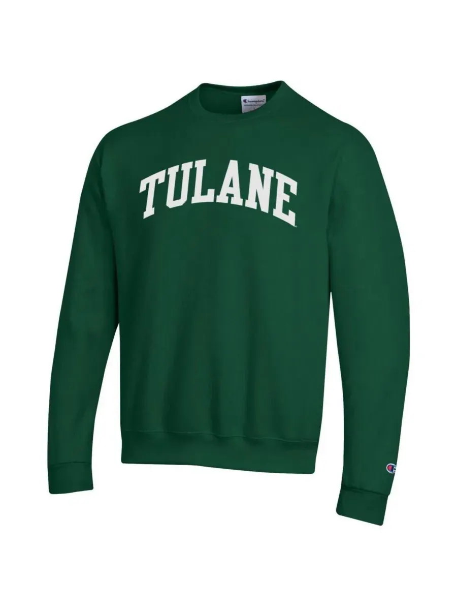 Мужская зеленая флисовая толстовка Tulane Green Wave Basic Arch Champion — изображение 2 из 3, зеленый