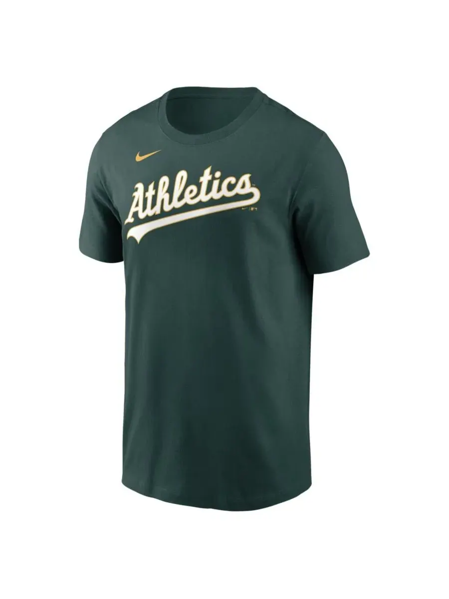 Мужская футболка Nick Kurtz Green Athletics Home с именем и номером игрока Nike — изображение 2 из 3, зеленый