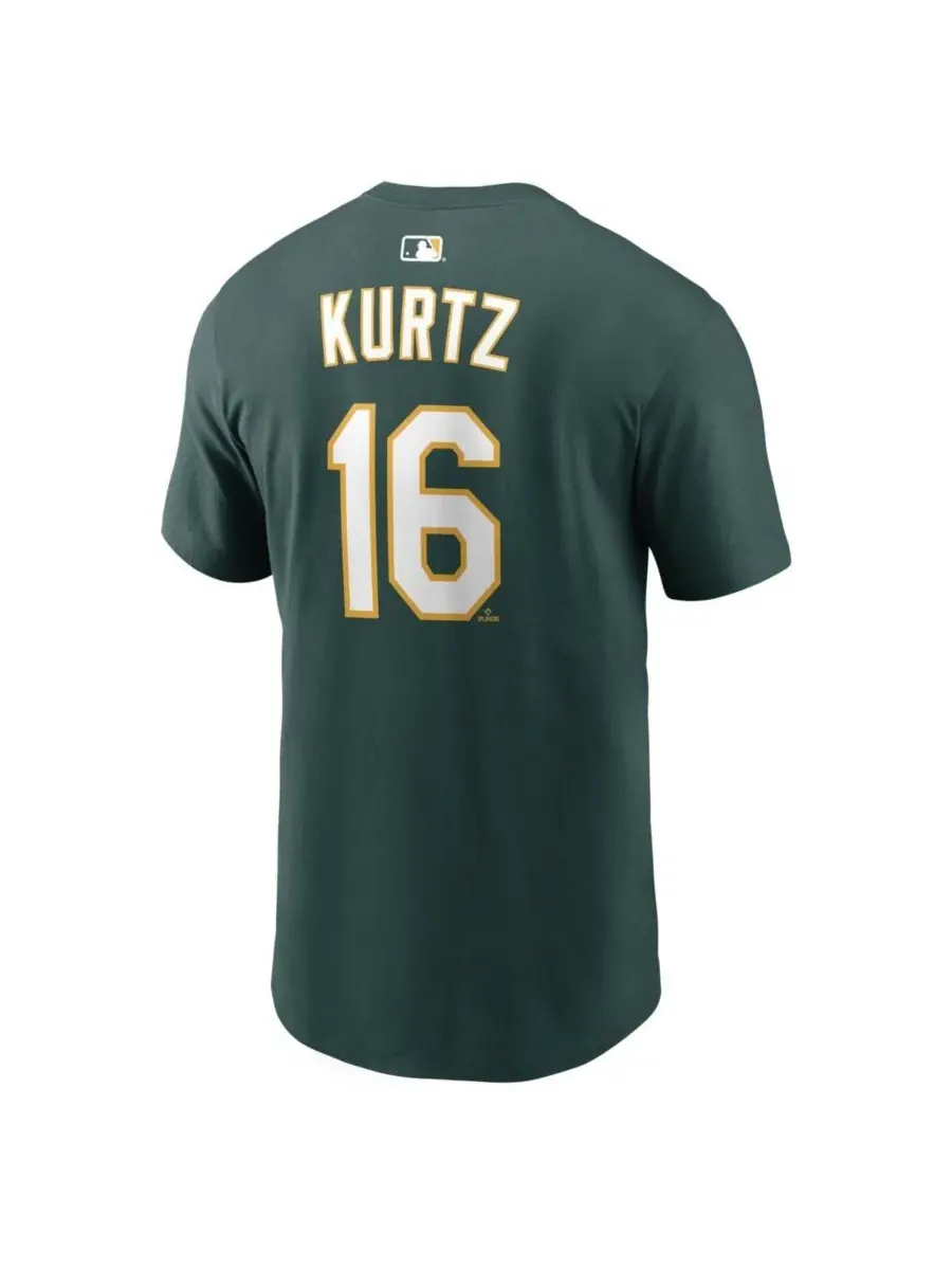 Мужская футболка Nick Kurtz Green Athletics Home с именем и номером игрока Nike — изображение 3 из 3, зеленый