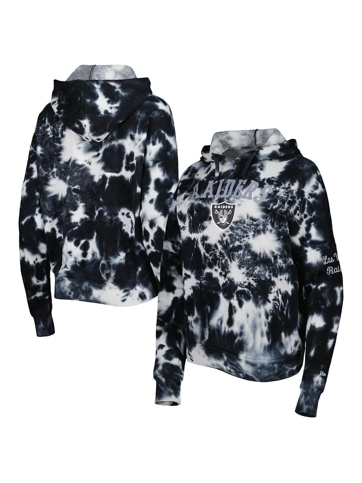Женский черный флисовый пуловер с капюшоном Las Vegas Raiders Cloud Dye New Era