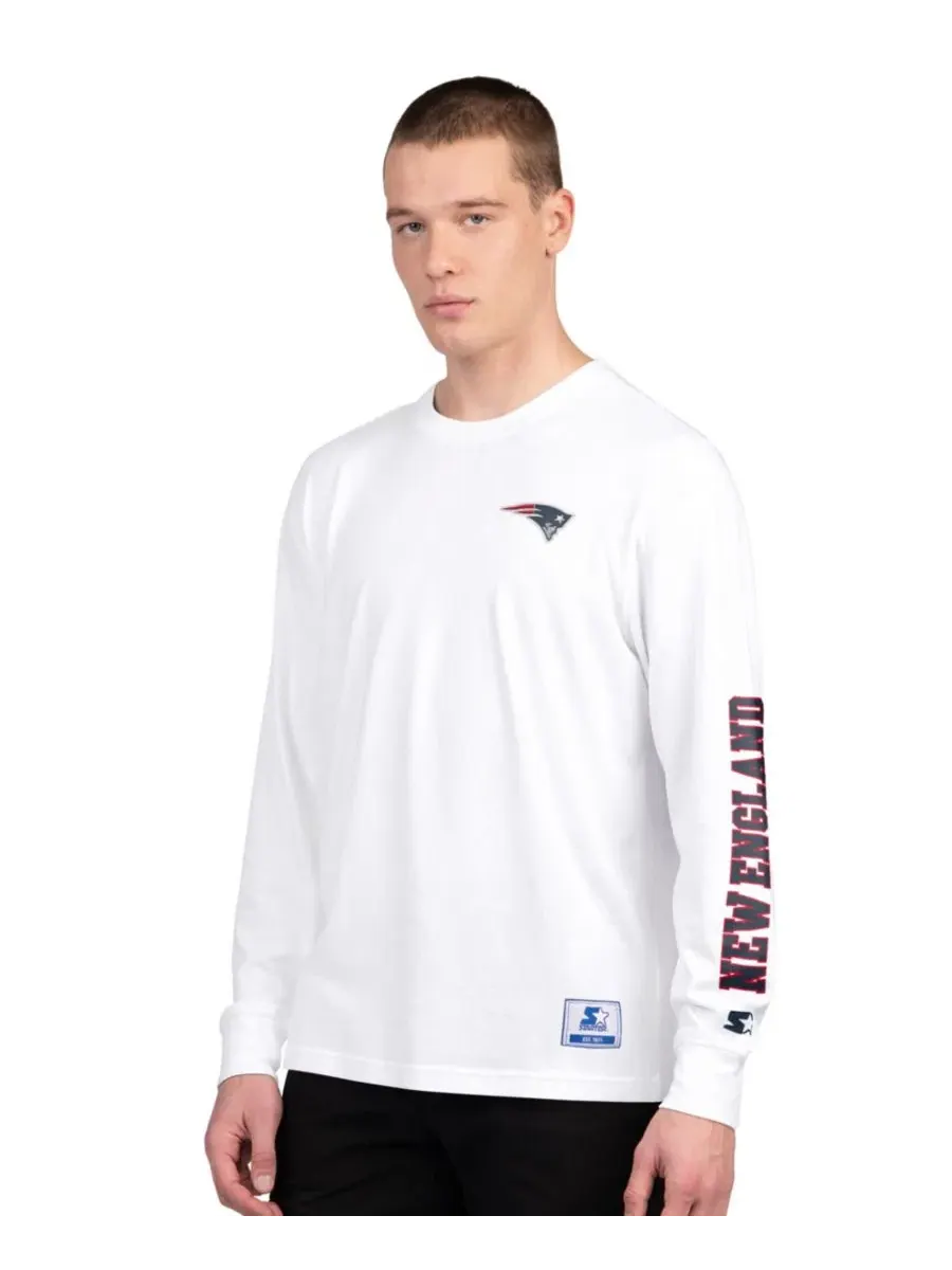 Комплект футболок с длинным и коротким рукавом с принтом New England Patriots Starter — изображение 2 из 5, темно-синий белый