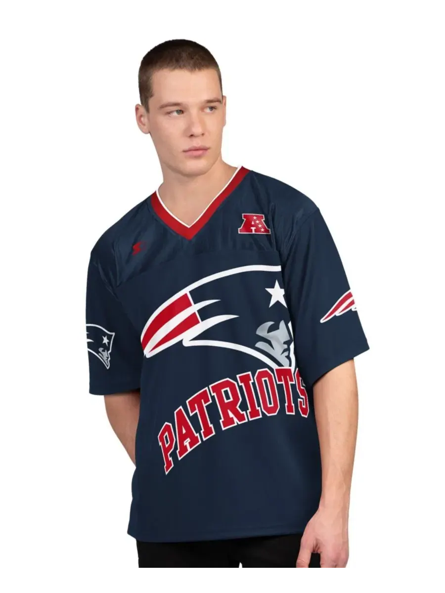 Комплект футболок с длинным и коротким рукавом с принтом New England Patriots Starter — изображение 4 из 5, темно-синий белый